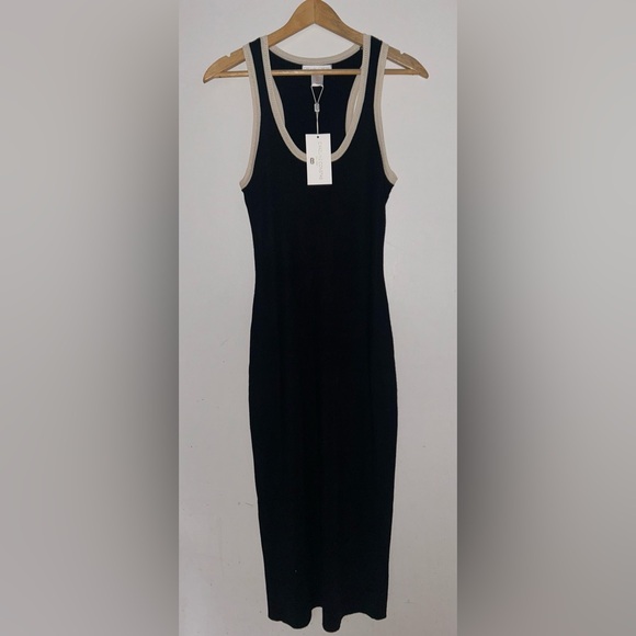 NEW! NWT CAROLINE CONSTAS Knit Stretch Midi Dress Black Size M - Picture 1 of 4